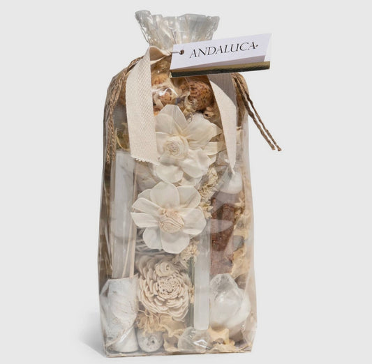 White Selenite Sandalwood Crystal Potpourri Bag