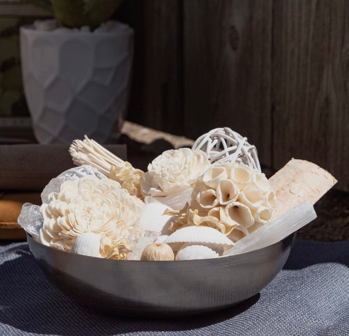 White Selenite Sandalwood Crystal Potpourri Jar