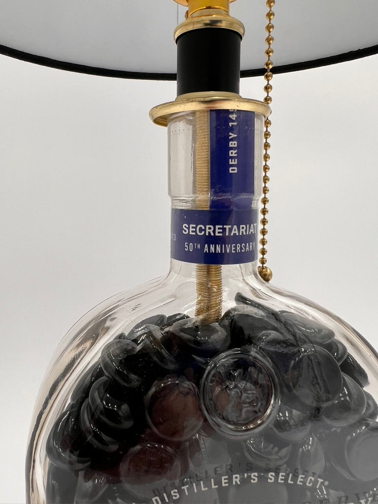 Woodford Reserve Secretariat Black Glass Stone Filled Bourbon Bottle Lamp