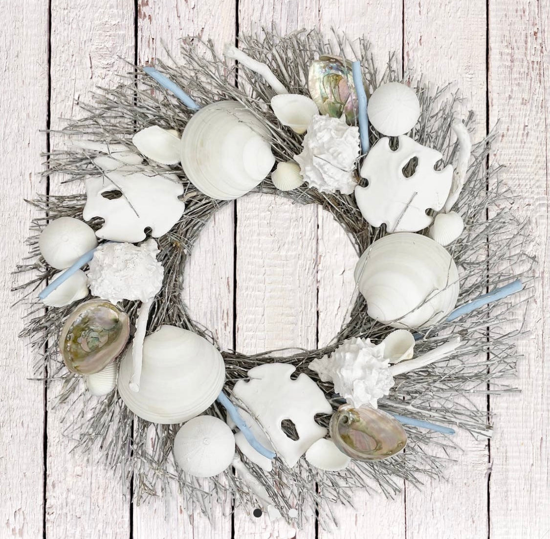 Isle of Palms - White Sand Dollar & Clamshell Coastal Seashell Wreath