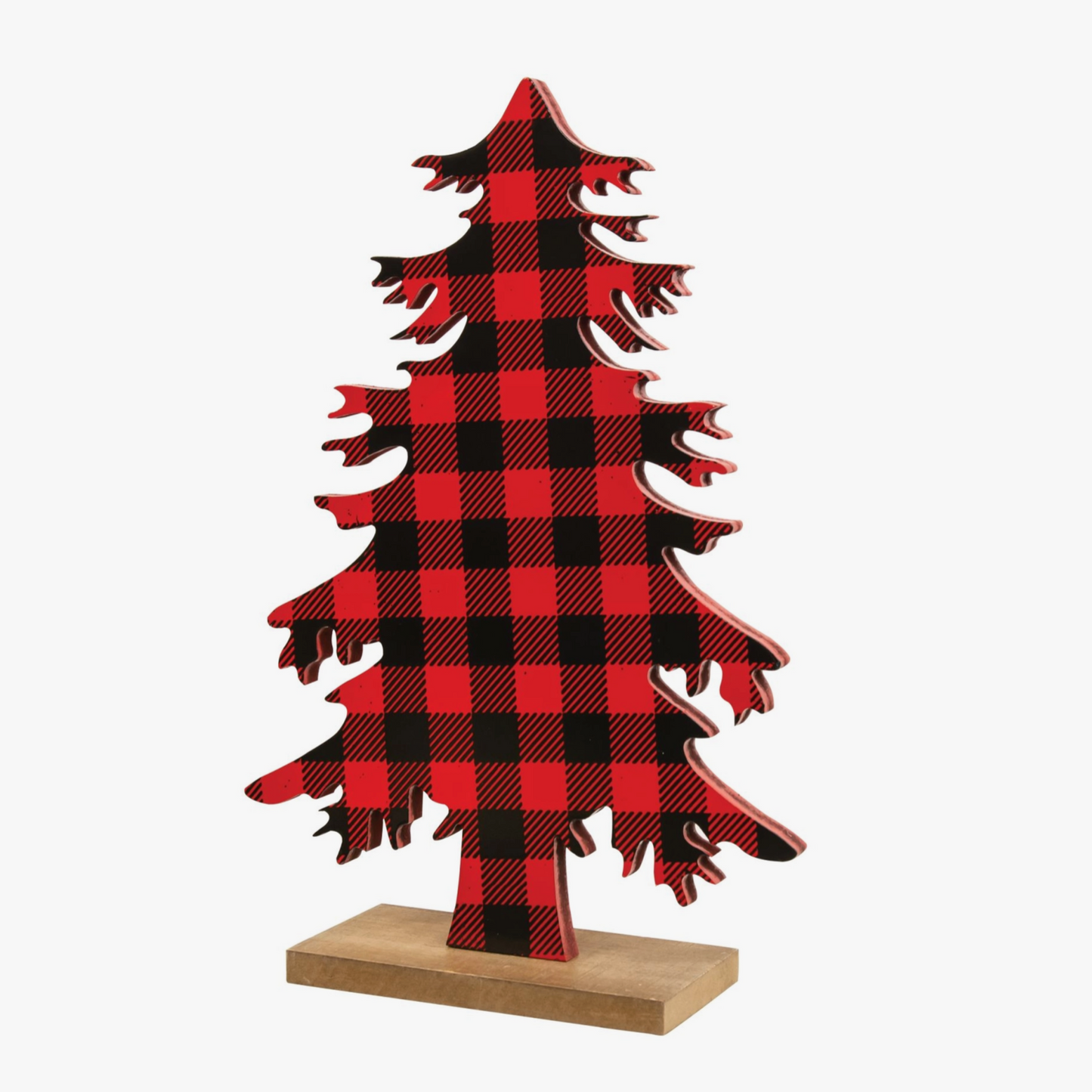 Red & Black Buffalo Check Wood Tree