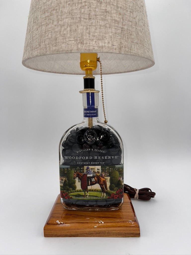 Woodford Reserve Secretariat Black Glass Stone Filled Bourbon Bottle Lamp