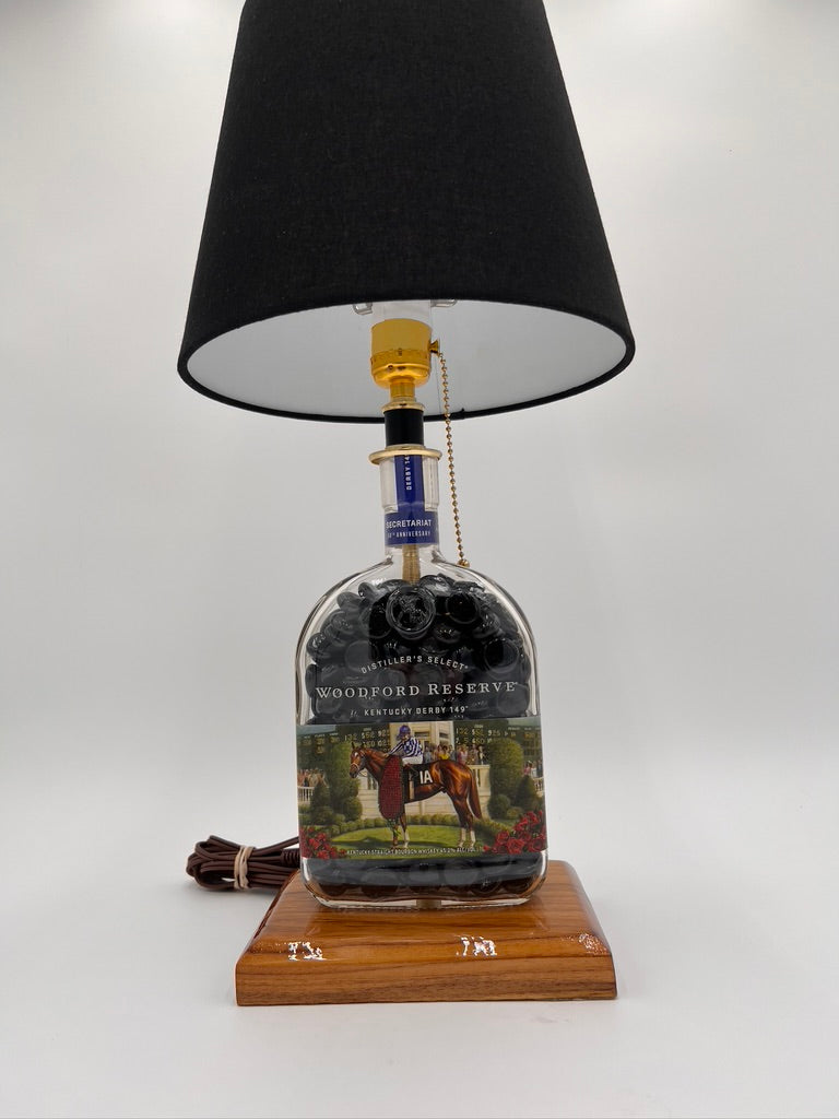 Woodford Reserve Secretariat Black Glass Stone Filled Bourbon Bottle Lamp