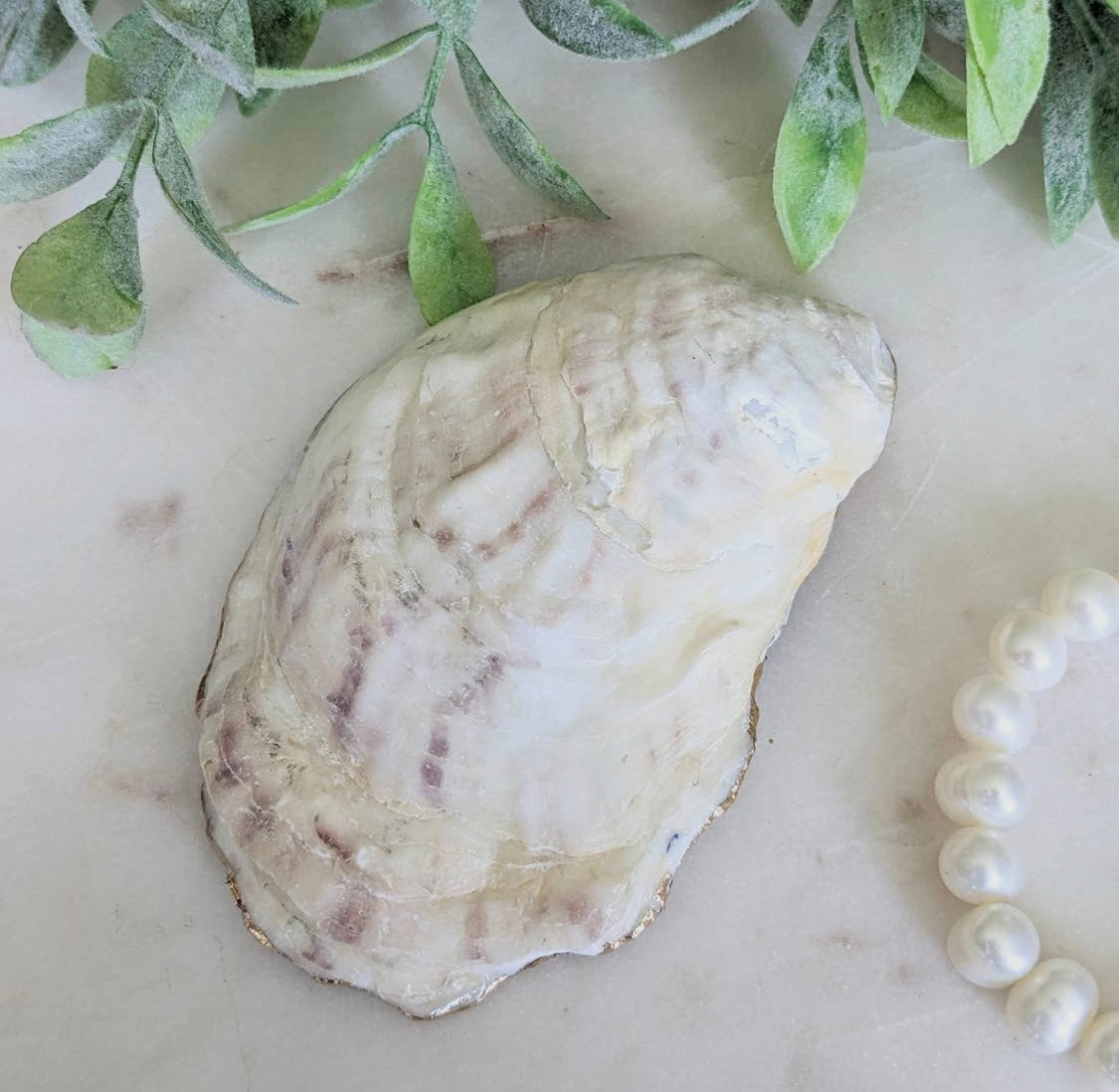 Oyster Shell Trinket Ring Dish - Blue Toile