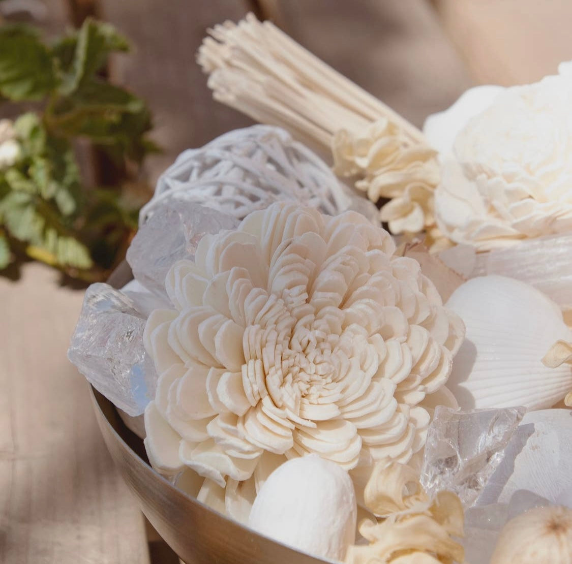 White Selenite Sandalwood Crystal Potpourri Jar