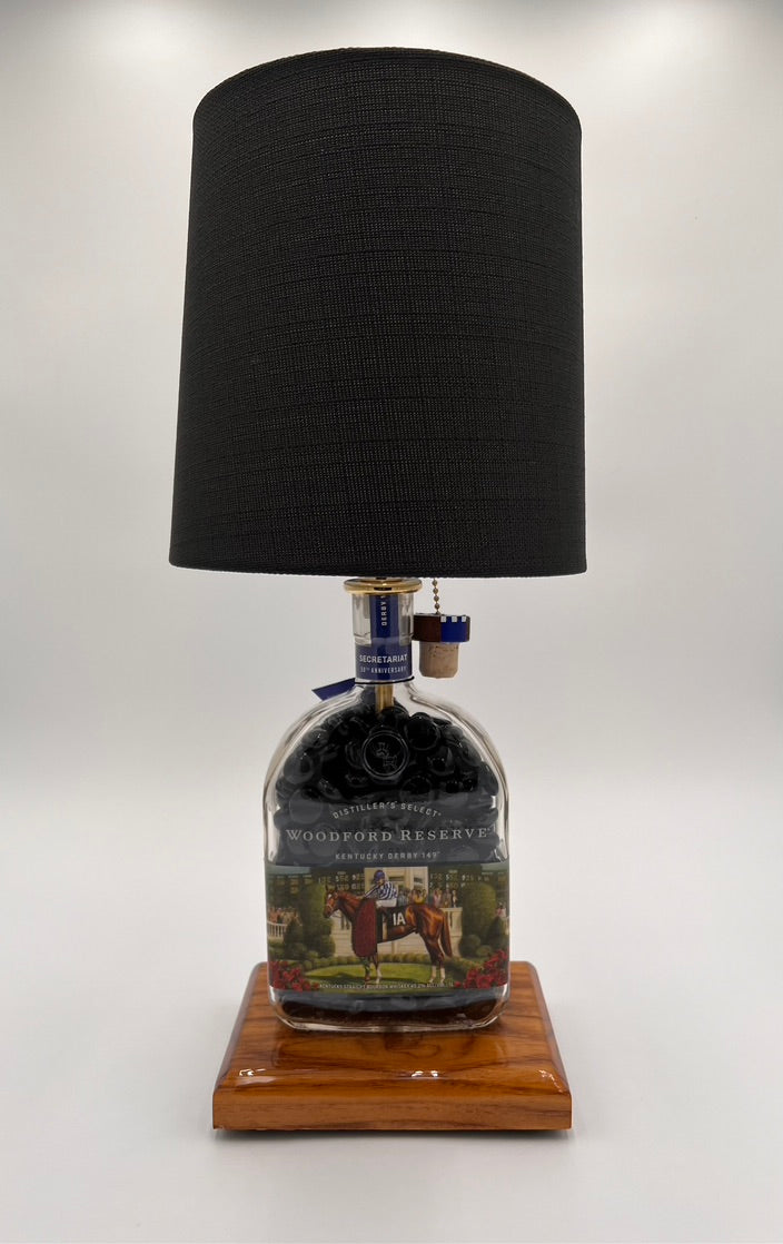 Woodford Reserve Secretariat Black Glass Stone Filled Bourbon Bottle Lamp