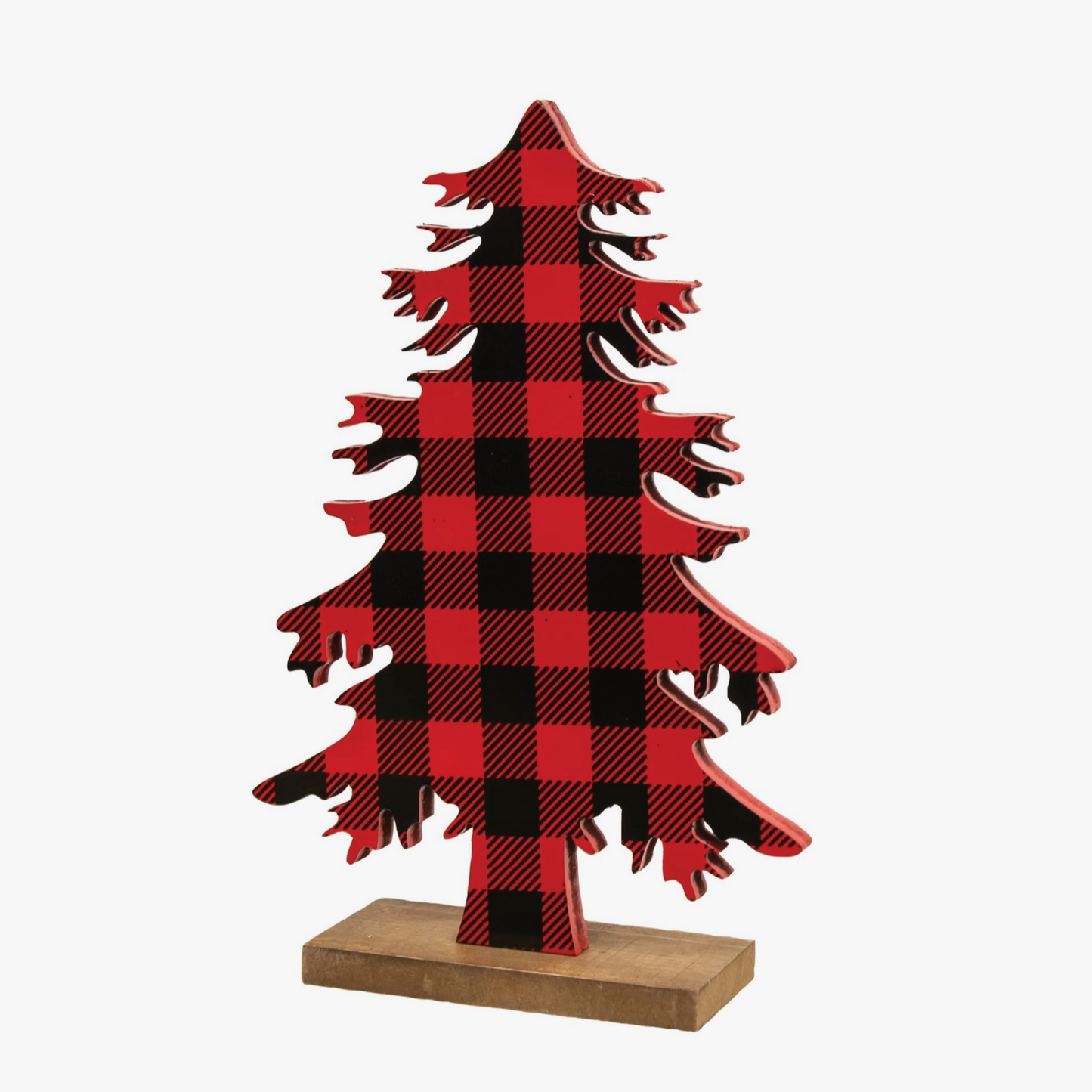 Red & Black Buffalo Check Wood Tree