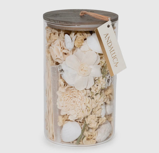 White Selenite Sandalwood Crystal Potpourri Jar