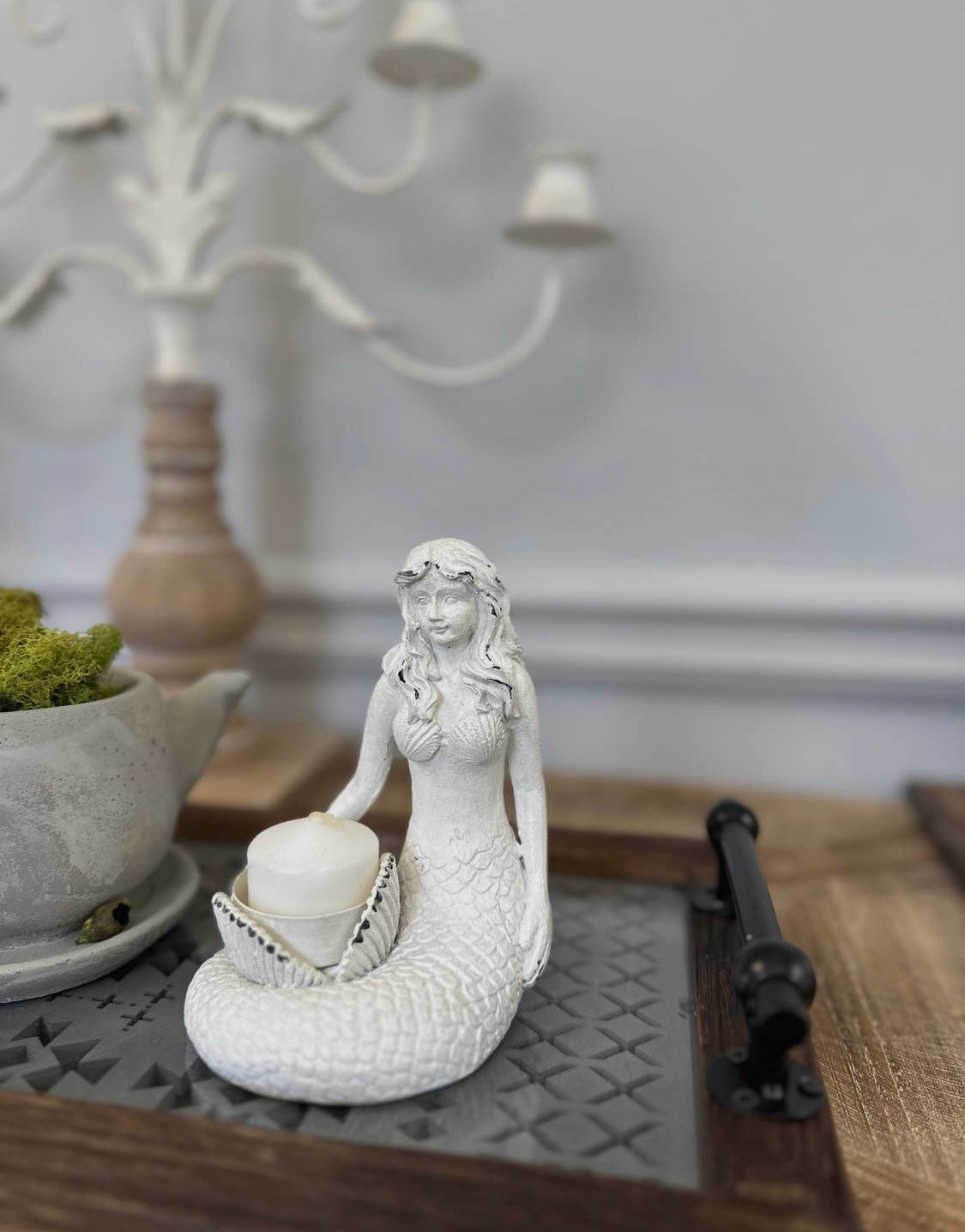 Mermaid White Candle Holder