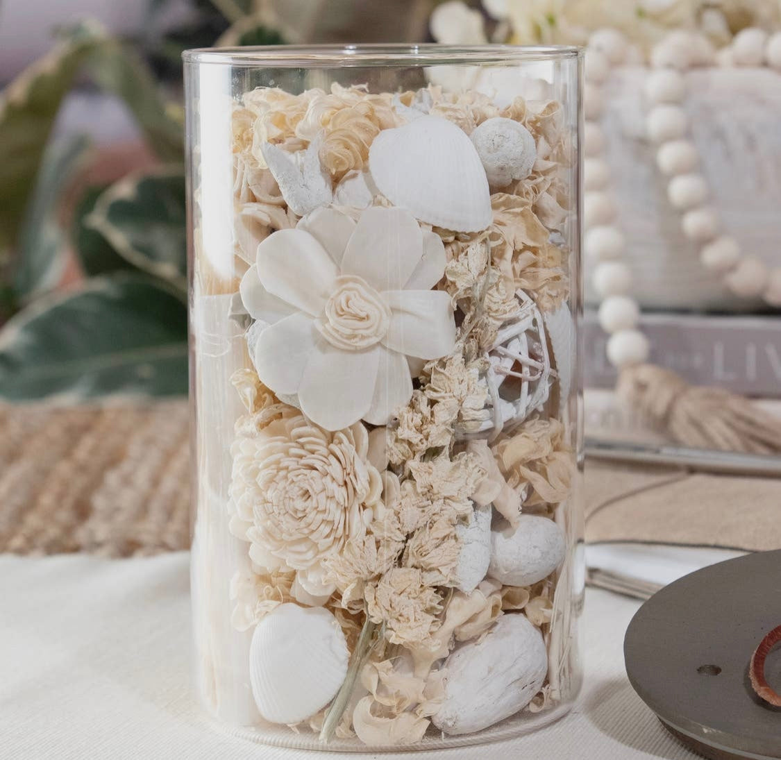 White Selenite Sandalwood Crystal Potpourri Jar