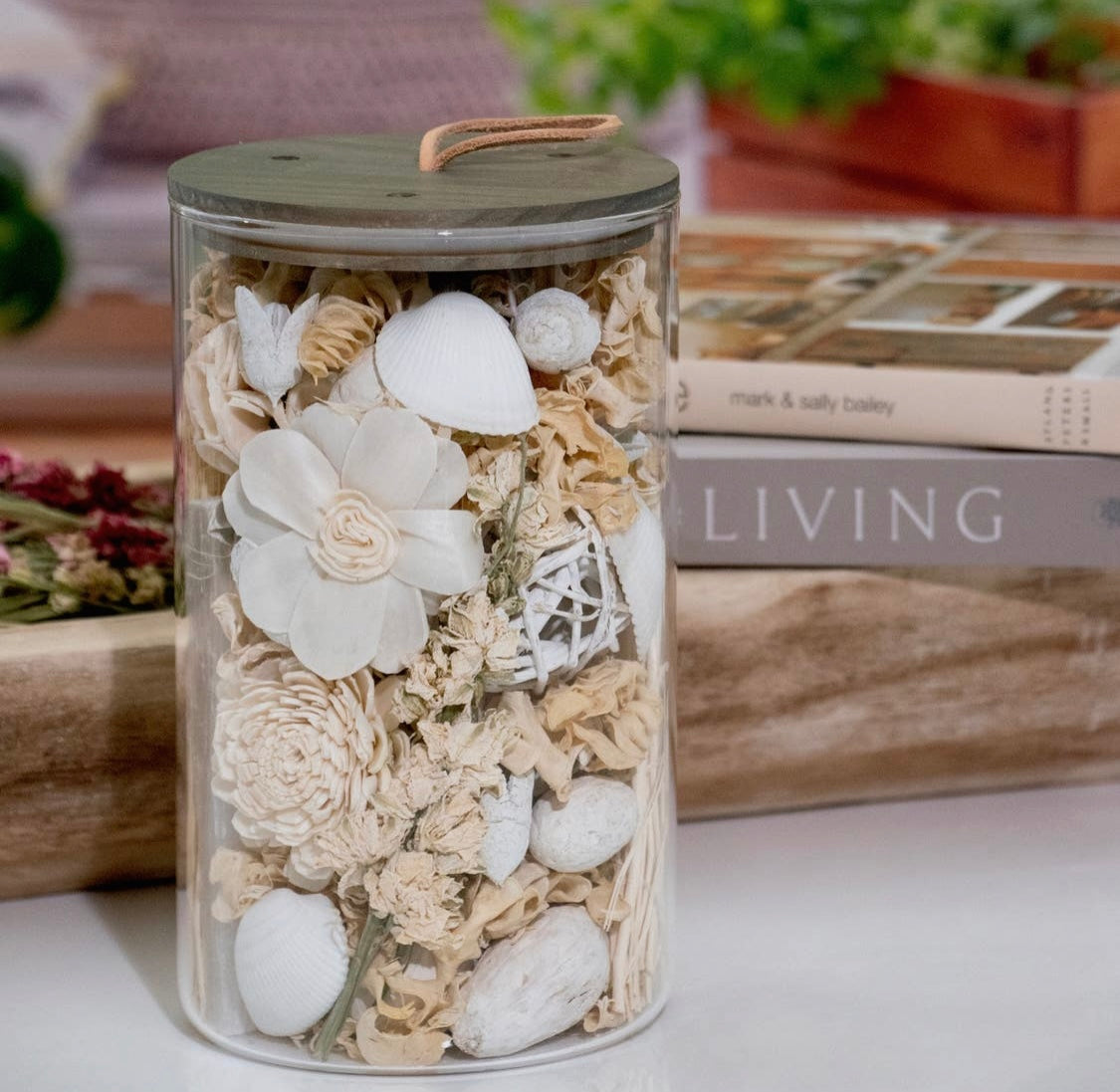 White Selenite Sandalwood Crystal Potpourri Jar