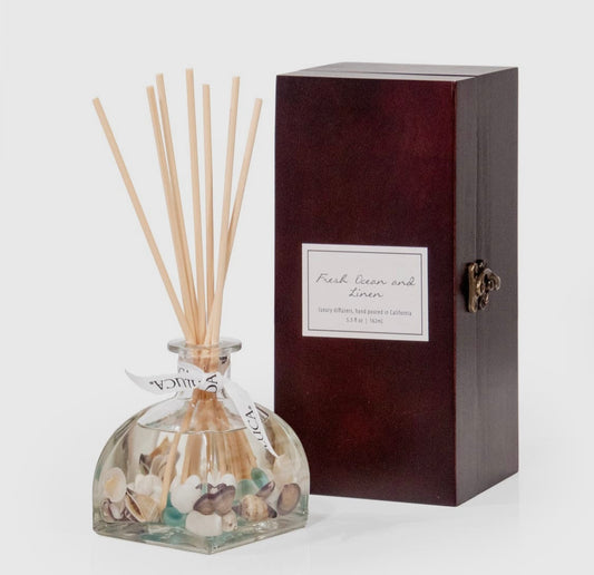 Fresh Ocean & Linen Reed Diffuser in Elegant Wood Box