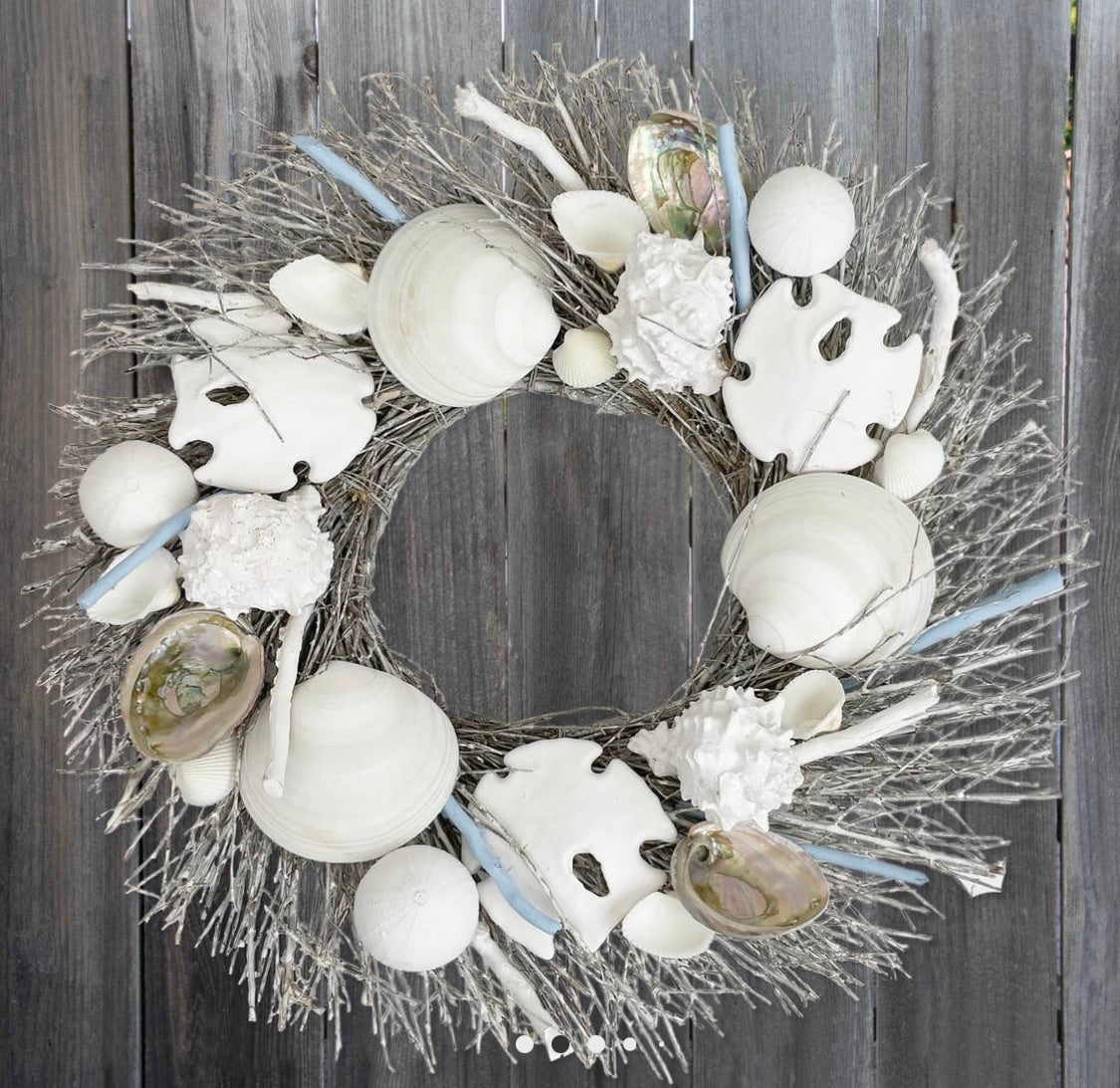 Isle of Palms - White Sand Dollar & Clamshell Coastal Seashell Wreath