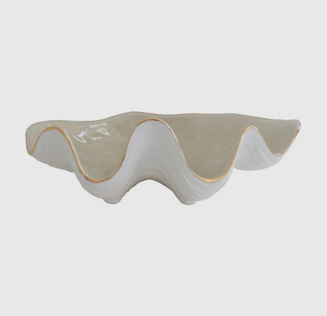 Clam Shell Bowl with 22K Gold Accent  - 7 Colors