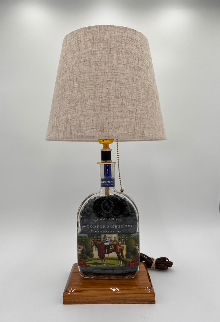 Woodford Reserve Secretariat Black Glass Stone Filled Bourbon Bottle Lamp