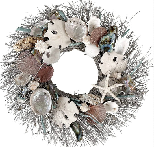 Charleston Abalone & Sand Dollar Coastal Seashell Wreath