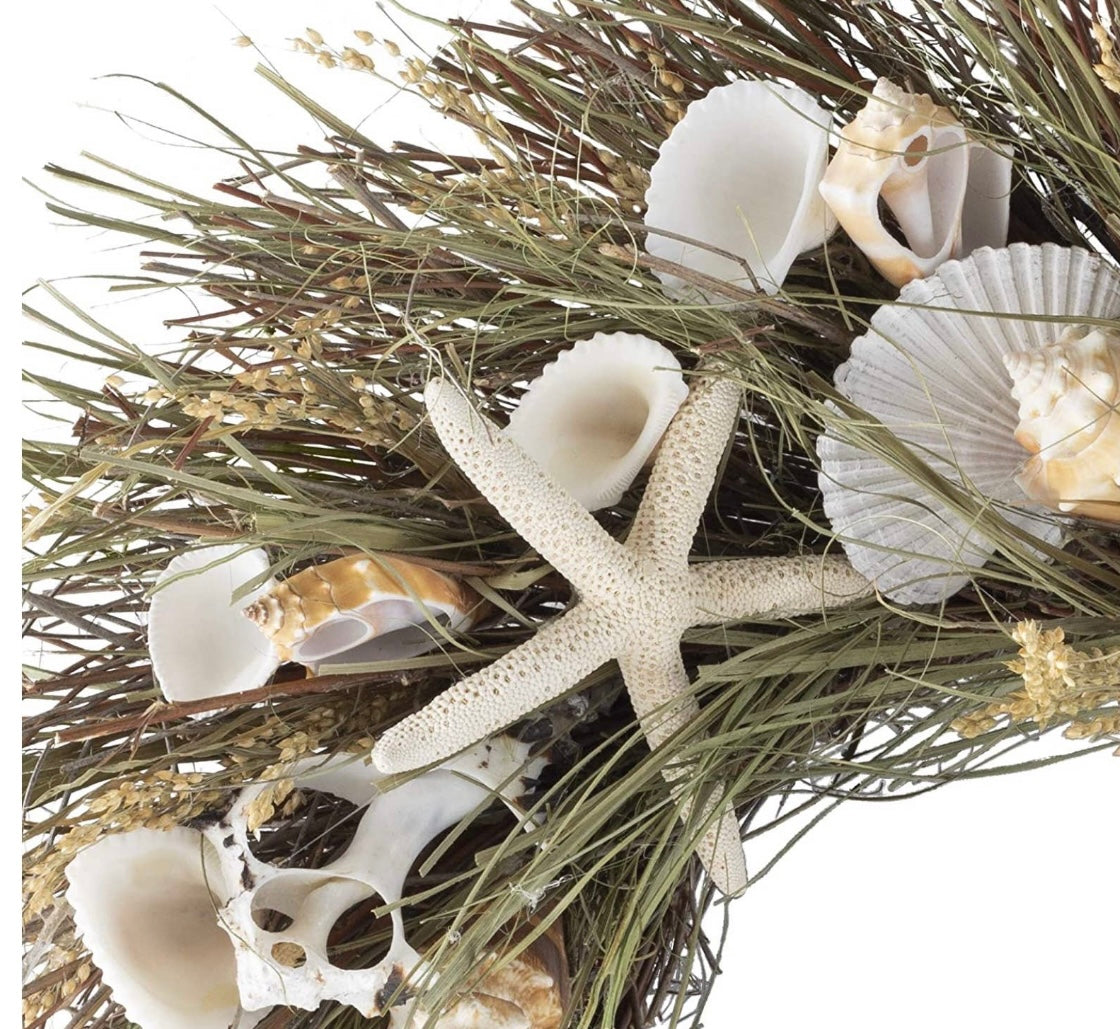 Sullivans Island Seagrass Coastal Shell Wreath