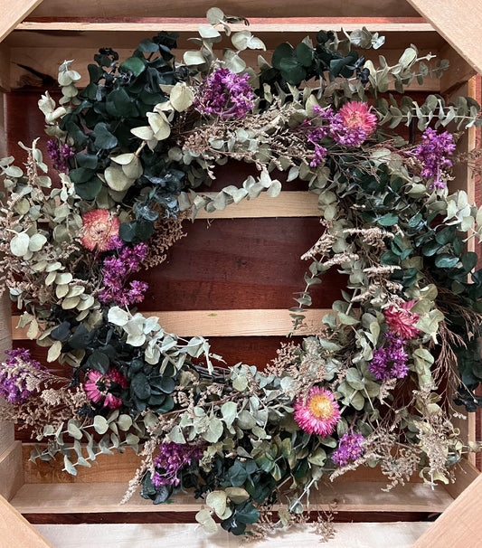 Strawflower and Eucalyptus Wreath