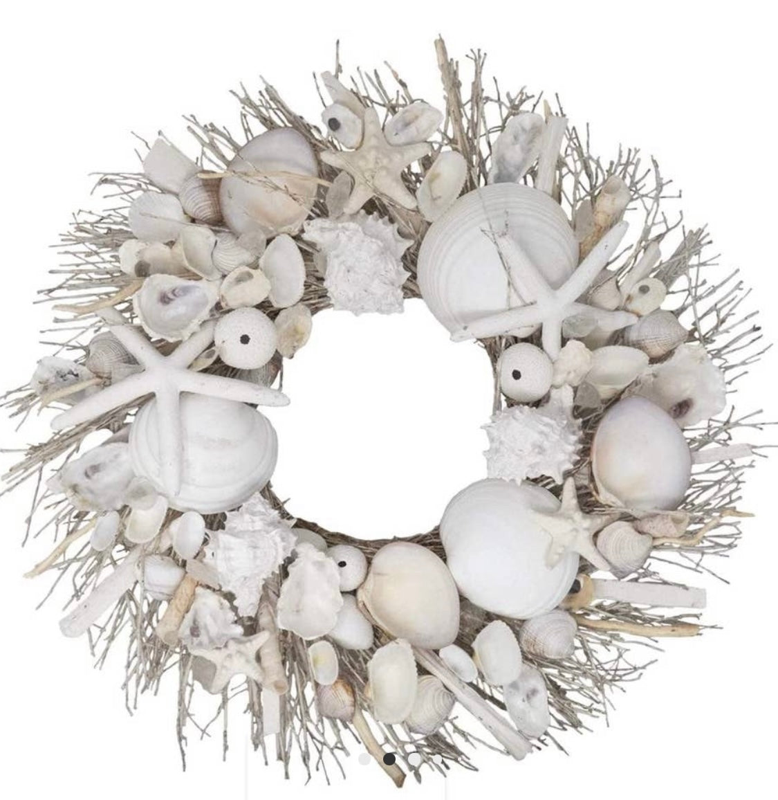 Daniel Island - White Starfish & Sea Urchin Coastal Seashell Wreath