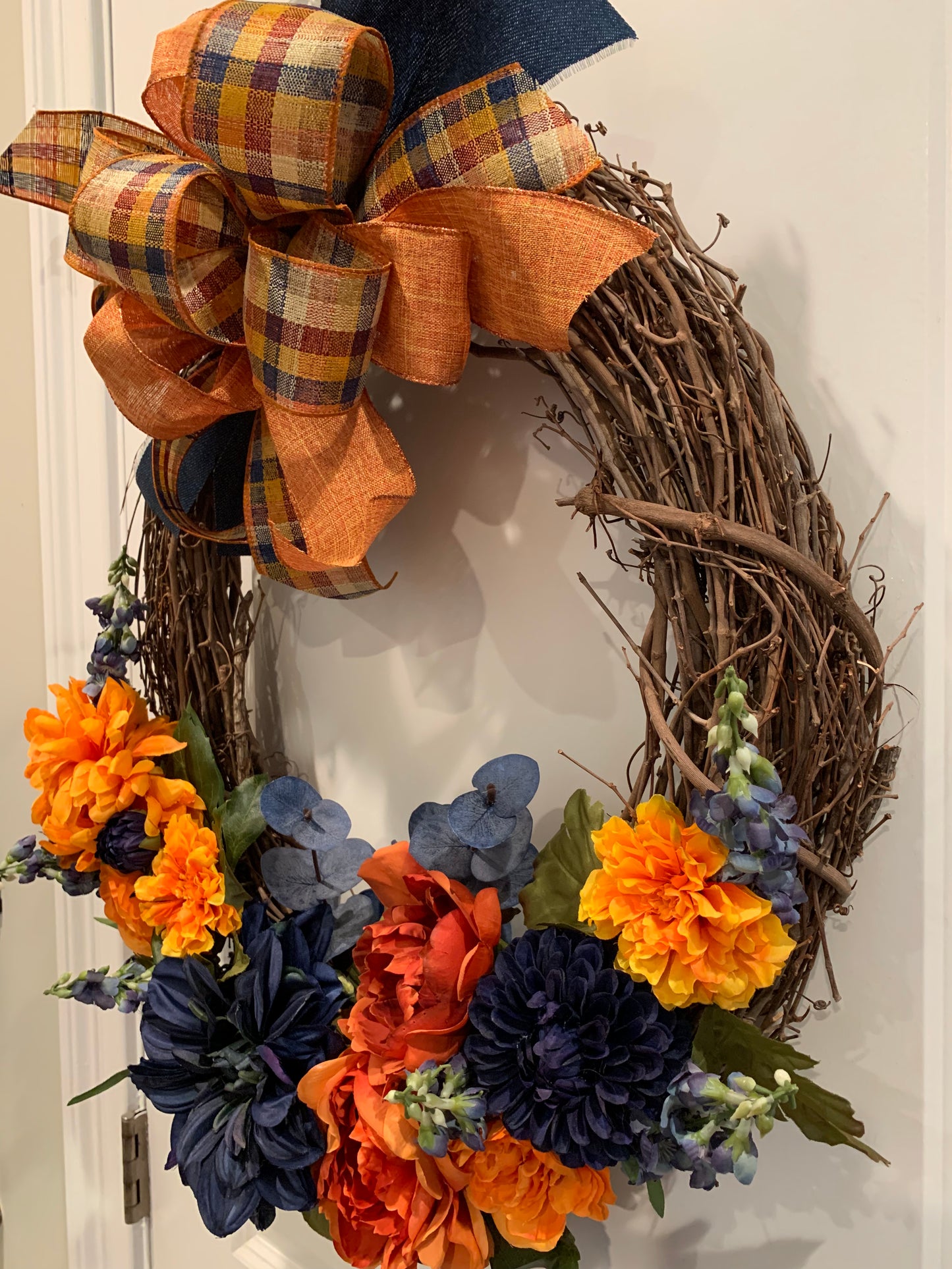 Orange and Blue Fall Wreath