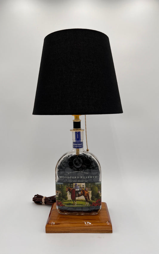 Woodford Reserve Secretariat Black Glass Stone Filled Bourbon Bottle Lamp