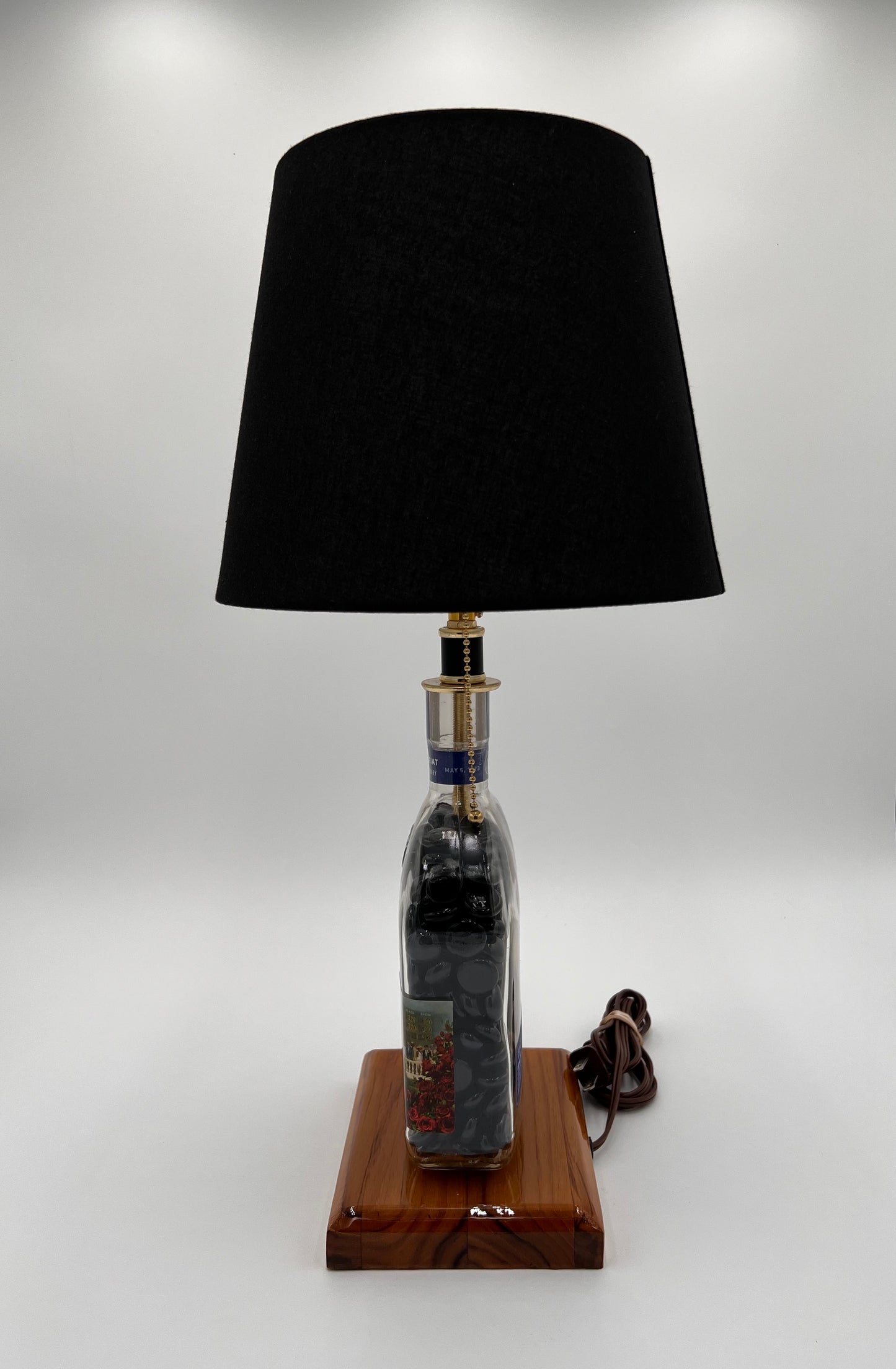 Woodford Reserve Secretariat Black Glass Stone Filled Bourbon Bottle Lamp