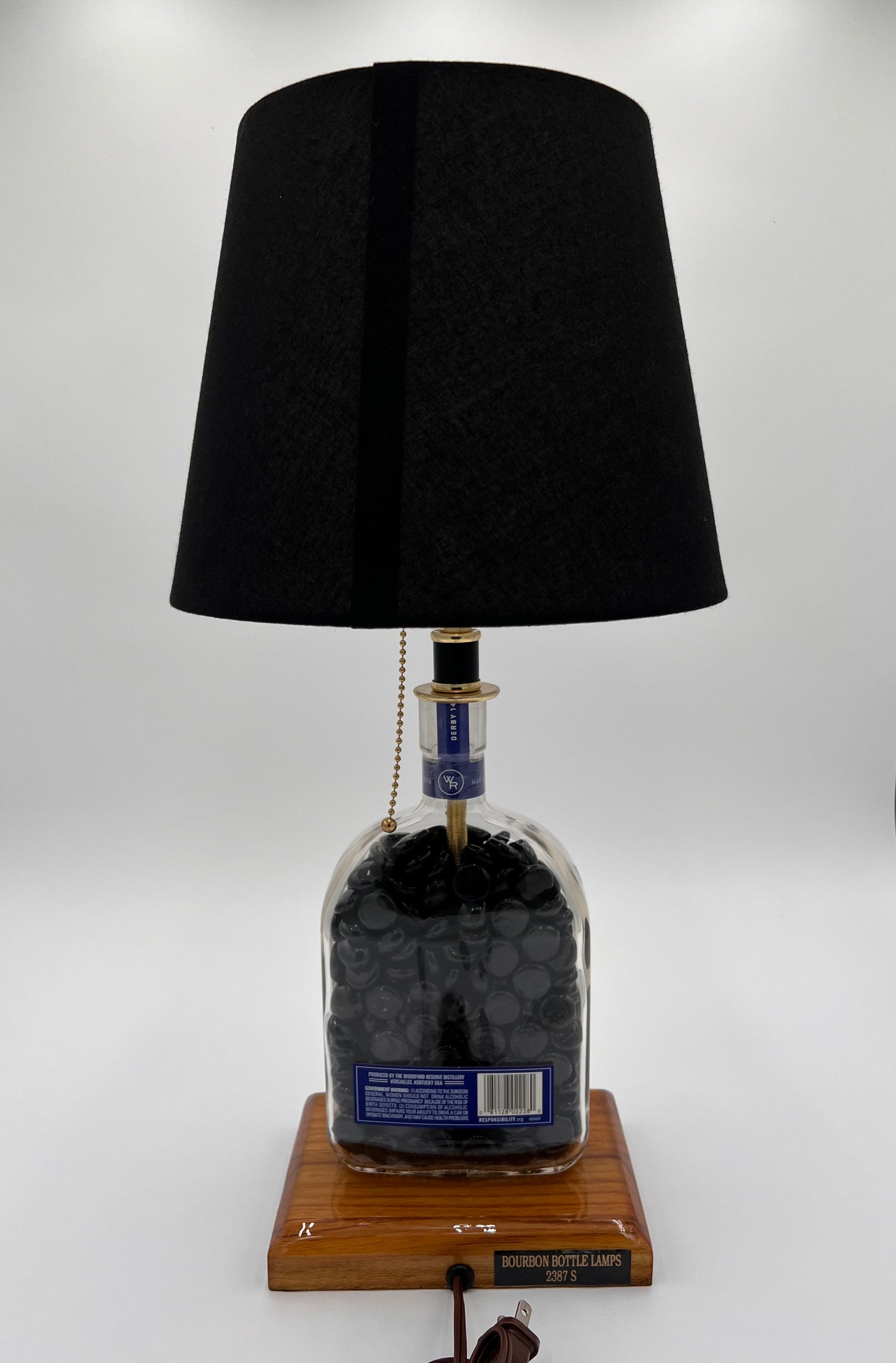 Woodford Reserve Secretariat Black Glass Stone Filled Bourbon Bottle Lamp