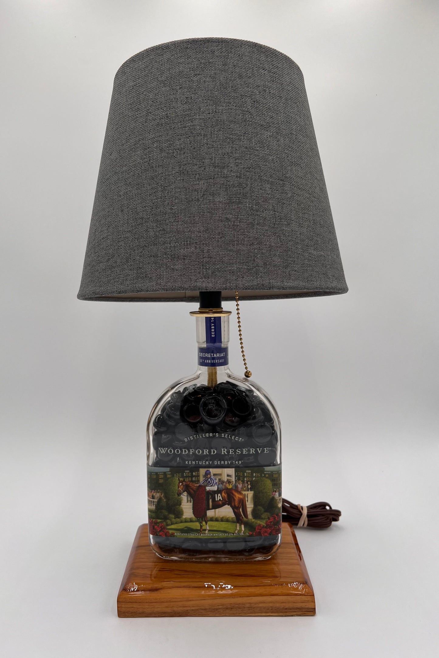 Woodford Reserve Secretariat Black Glass Stone Filled Bourbon Bottle Lamp