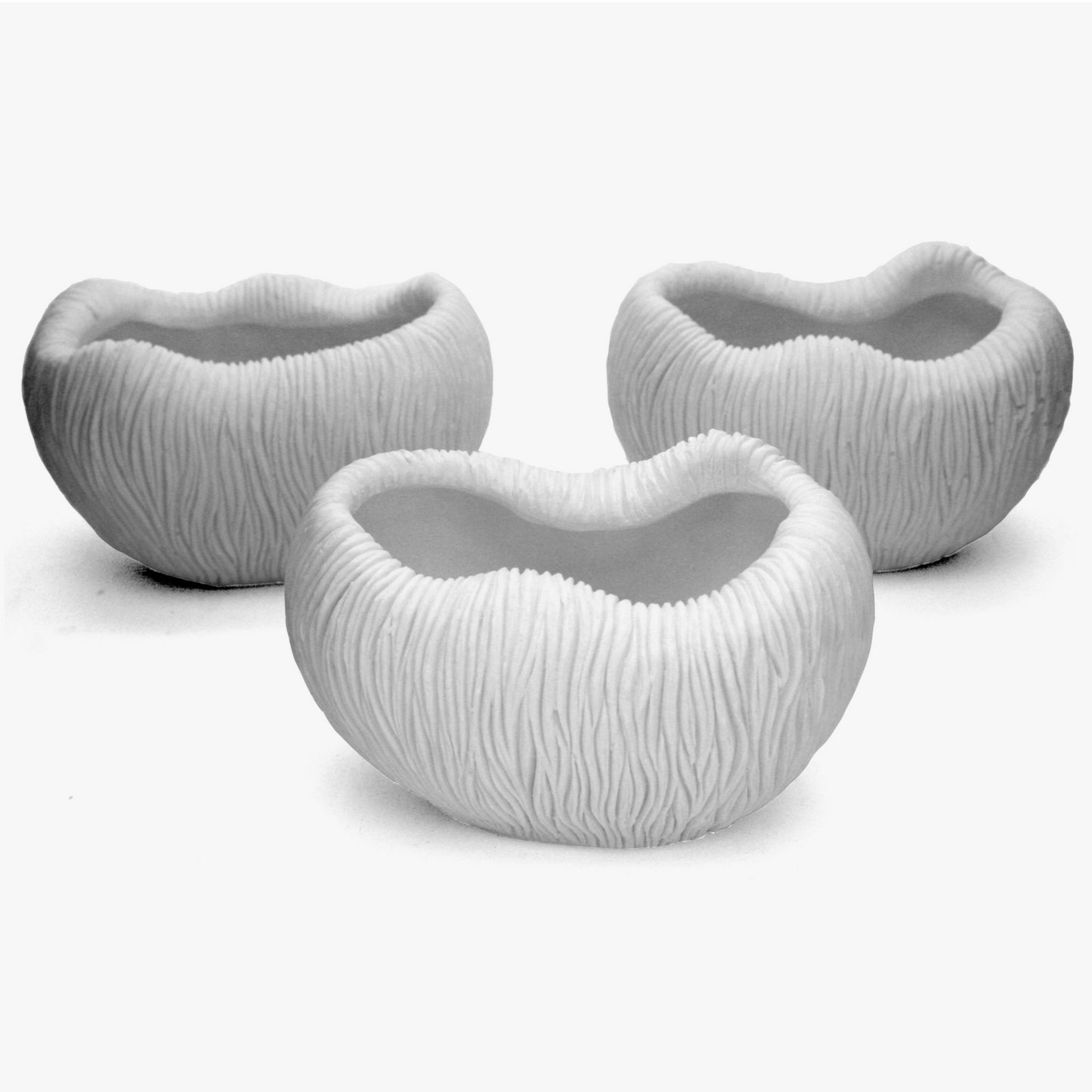 White Sandstone Mushroom Coral Candle Holders Set of 3