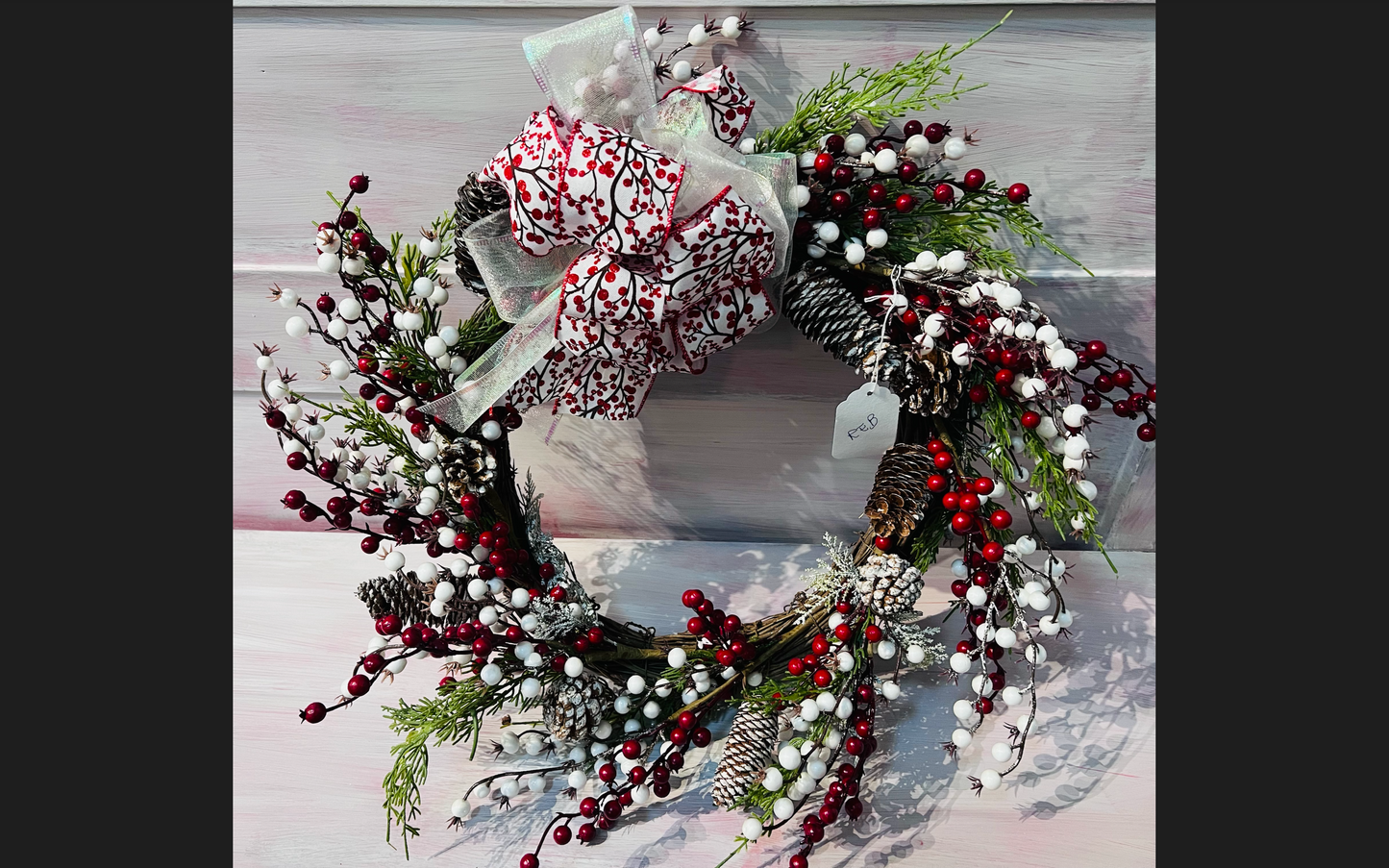 Snow Touched Cypress, Cedar, Pine Cone Wreath - Set of 2