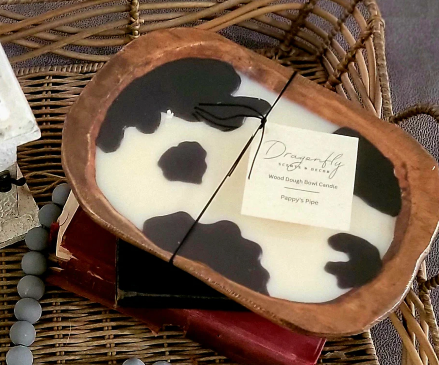 Black Cow Print Dough Bowl Candles