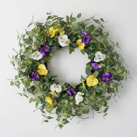 Pansy and Greens Wreath