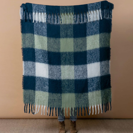 Cuddle Throw Navy & Green  or Pink & Tan