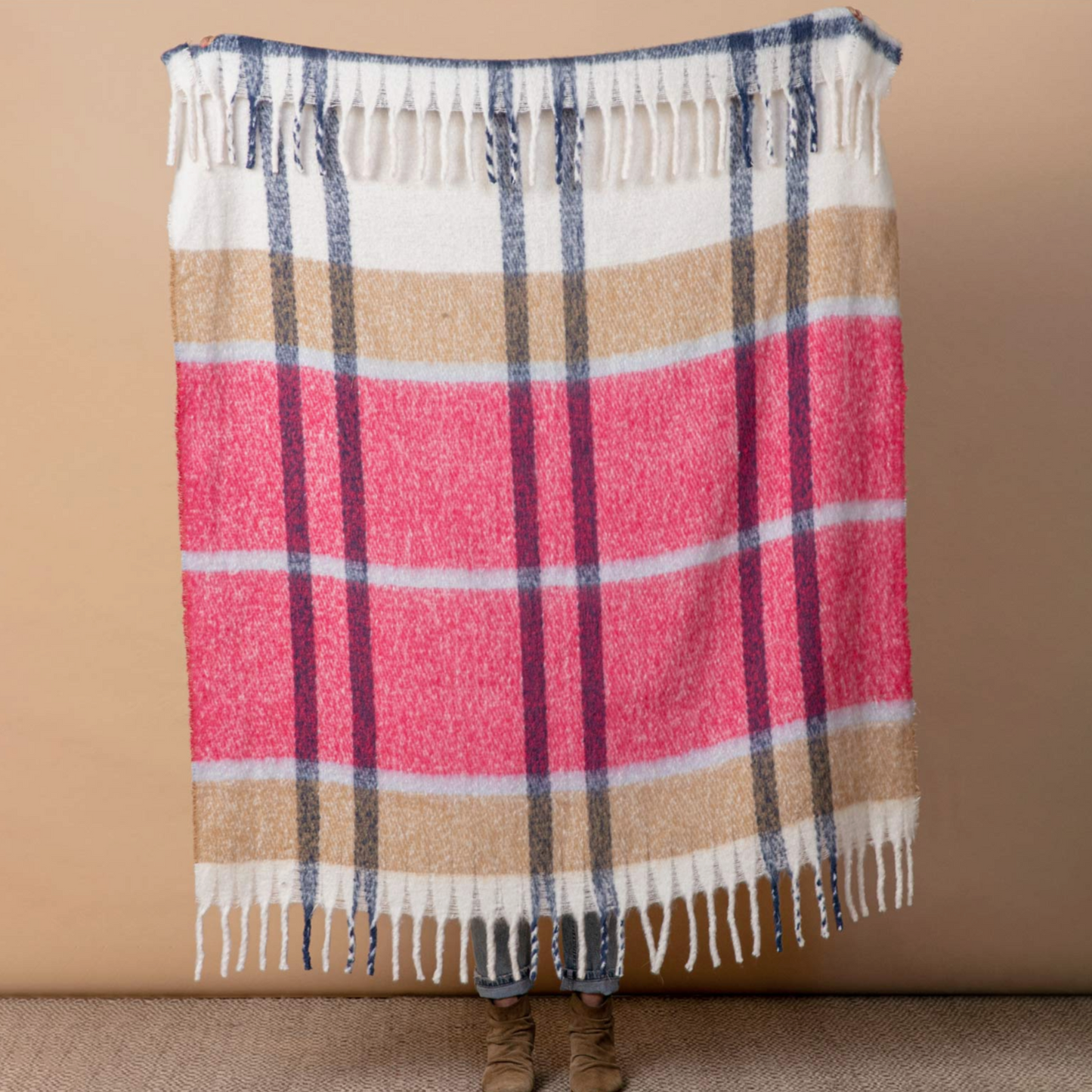 Cuddle Throw Navy & Green  or Pink & Tan