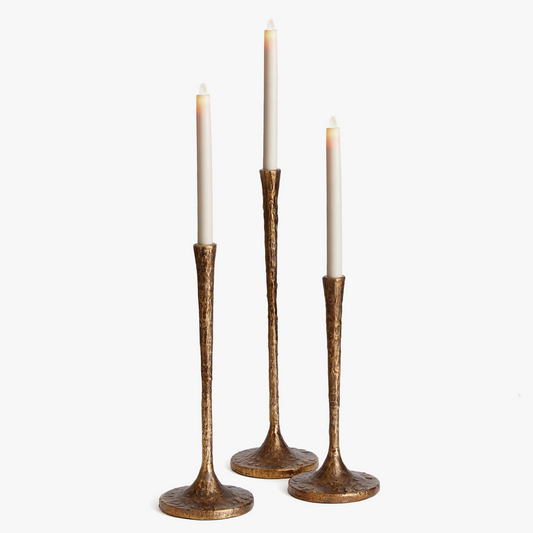 Modern Brass Taper Candle Holders, Set of 3