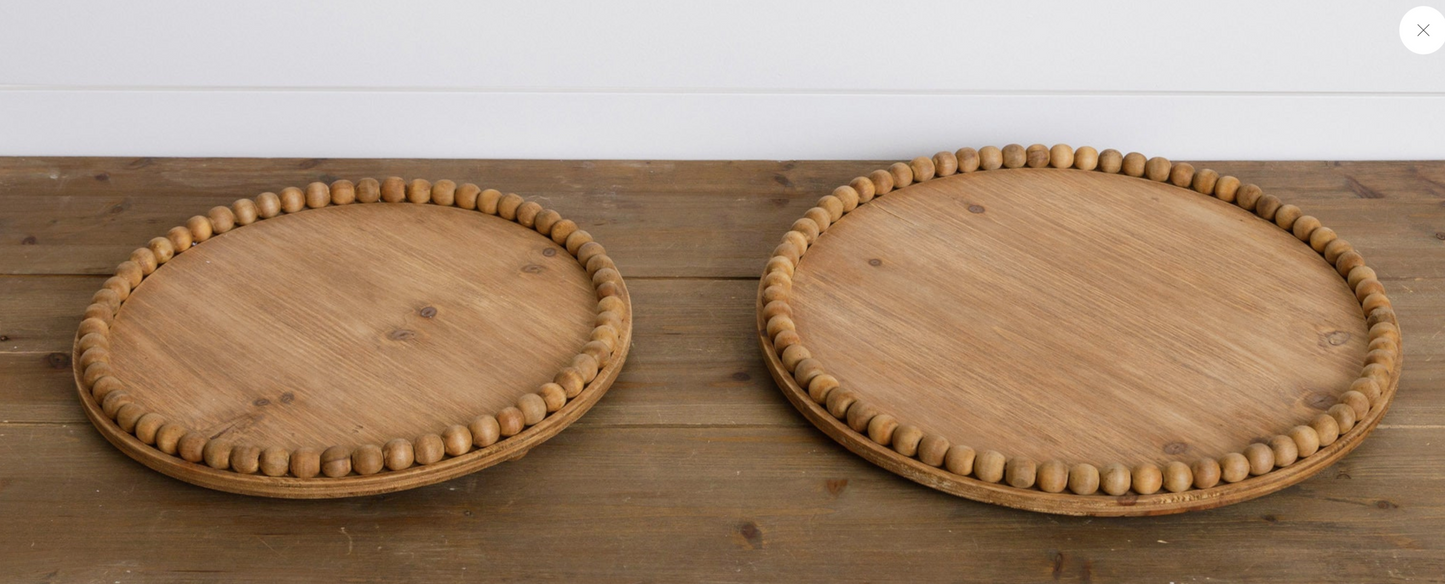 Round Beaded Wood Trays