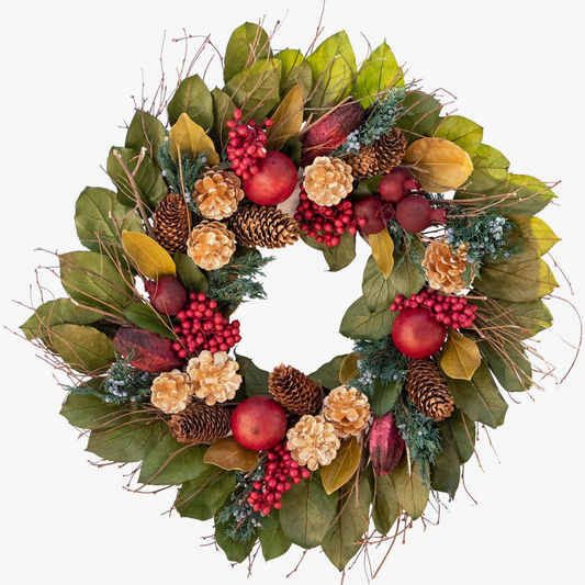 Holiday Golden Pinecone & Pomegranate Wreath