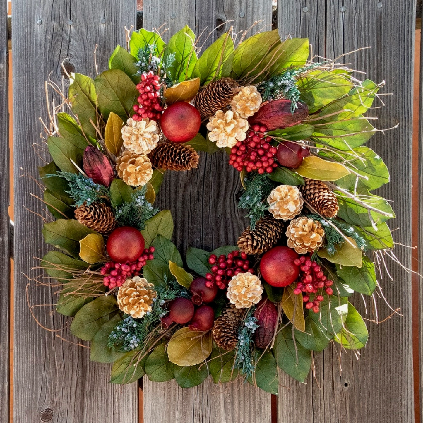 Holiday Golden Pinecone & Pomegranate Wreath