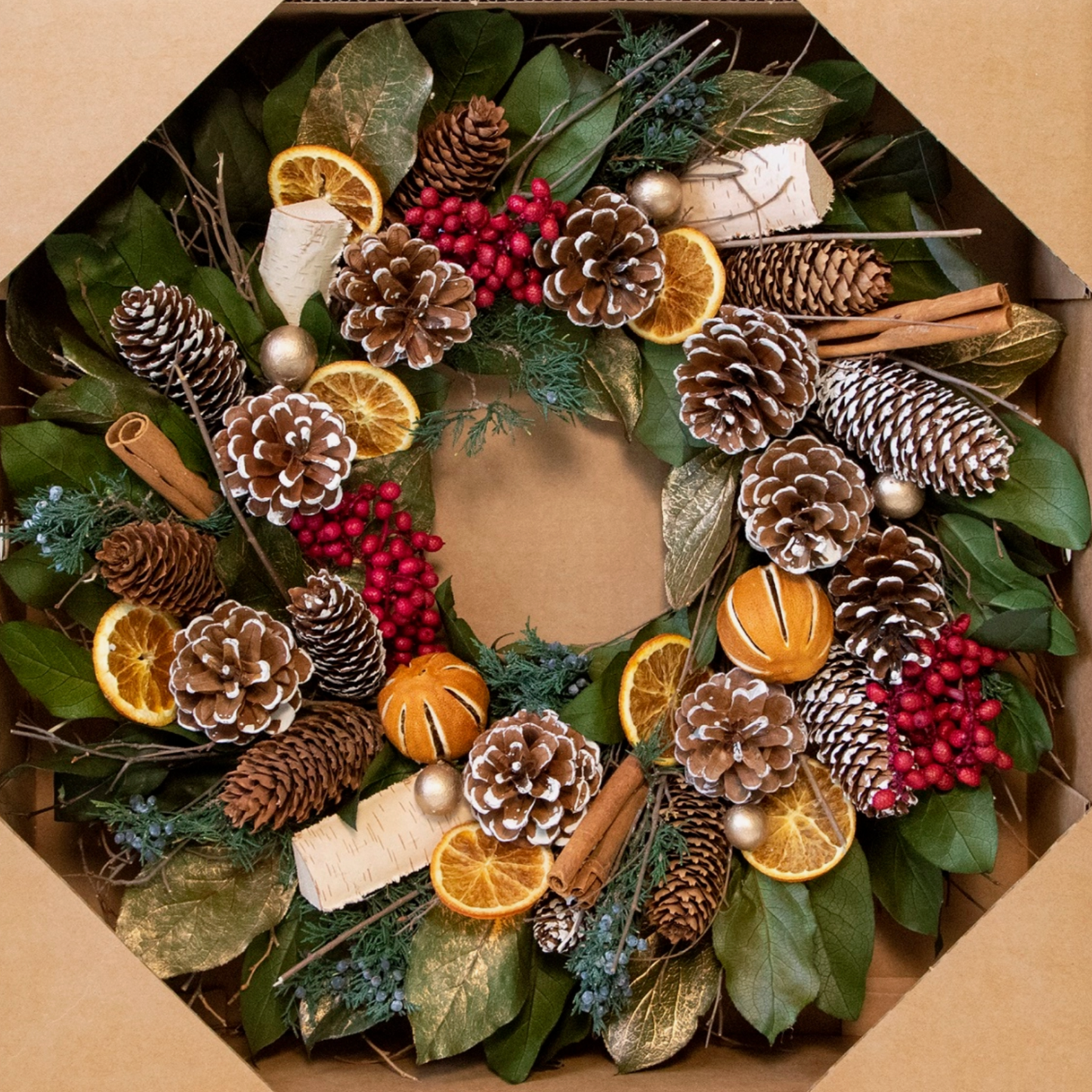 Orange and Cinnamon Winter Wreath - 20"