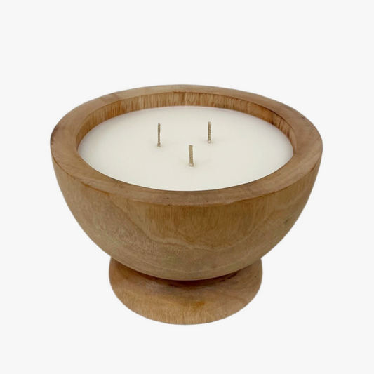 Mahogany Pedestal Wood Candle