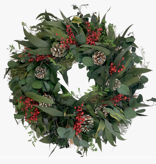 Snowy Pinecone Holiday Wreath