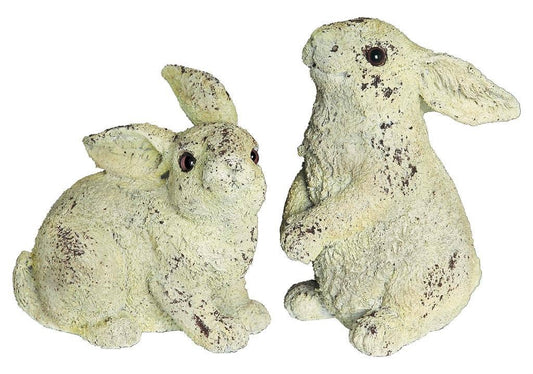 WeatheRed Bunny Pair, 6"&7"H, Resin, Stone