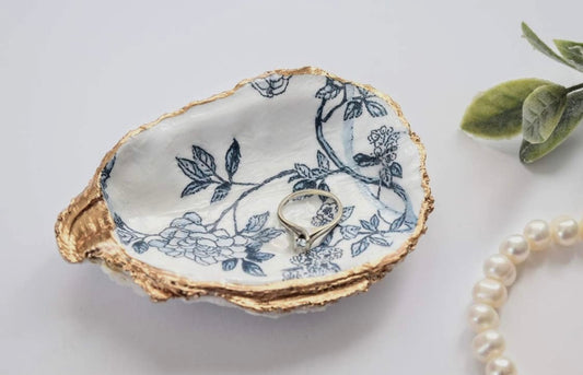 Oyster Shell Trinket Ring Dish - Something Blue