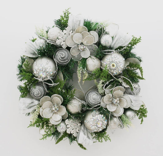 Silver and White Capiz Wreath