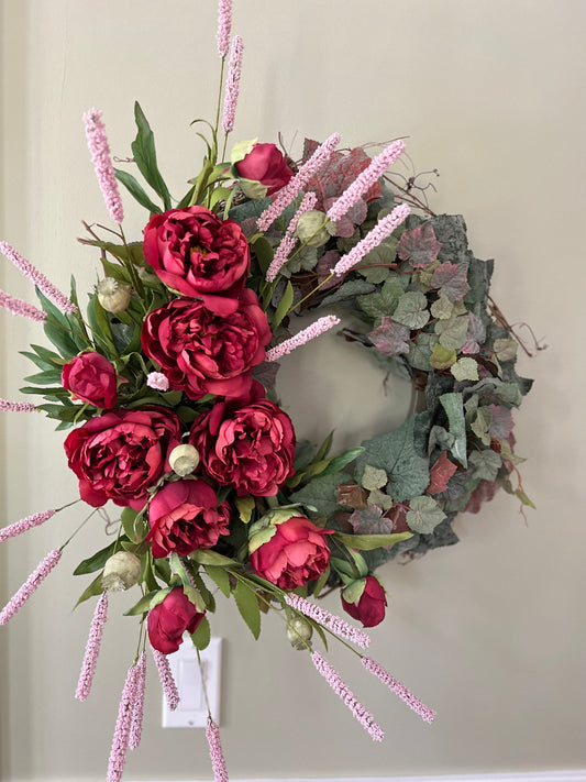 Peony and Ivy Wreath