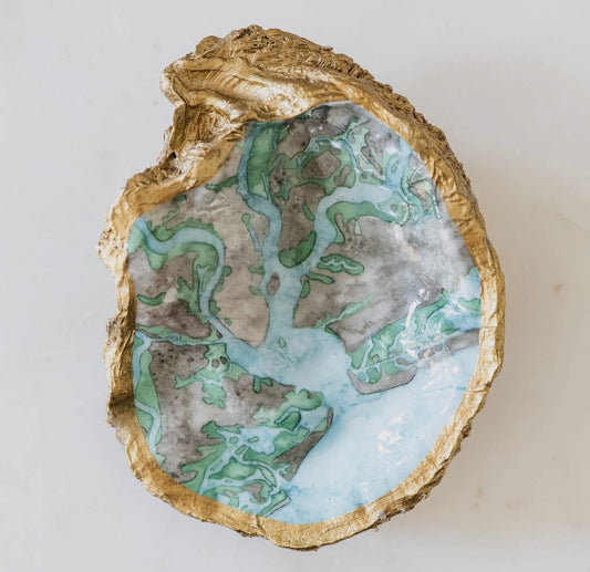 Gilded Oyster Shell Trinket Dishes